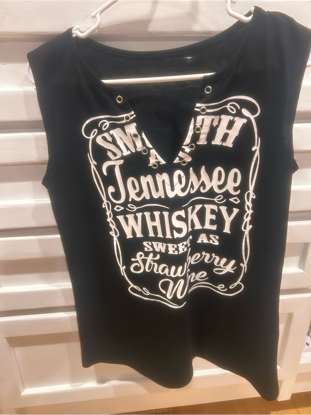 Tennessee Whiskey Graphic Sleeveless Top - Black